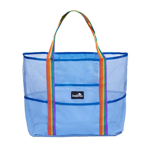Dejaroo Mesh Beach Bag for Women, Large Sand Free Tote, 8 Pockets, Foldable 17x9x15 in, Pool Beach Vacation - Image 3