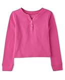 The Children's Place,Girls,Basic Long Sleeve Thermal Henley Tops,Yreka Pink,Large