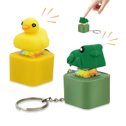 2 Pièces Porte-Clés Anti-Stress Canard & Grenouille – Jouets Fidget Lumineux et Criotants – pour Réduire Le Stress, l'Anxiété et Améliorer la...