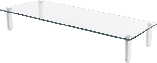 DIGITUS Uniwersalne podwyższenie monitora ze szkła - stojak na ekran - nośność 20 kg - antypoślizgowe - nóżki w kolorze białym