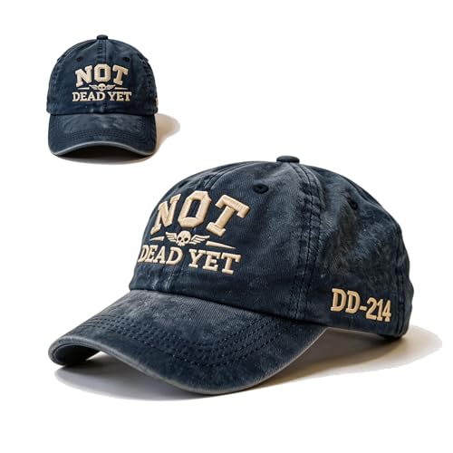 Not Dead Yet Embroidered Baseball Cap DD-214 for Men Women Vintage Still Not Dead Hats Trucker Dad Hat Funny DD214 Washed Cap (Blue)