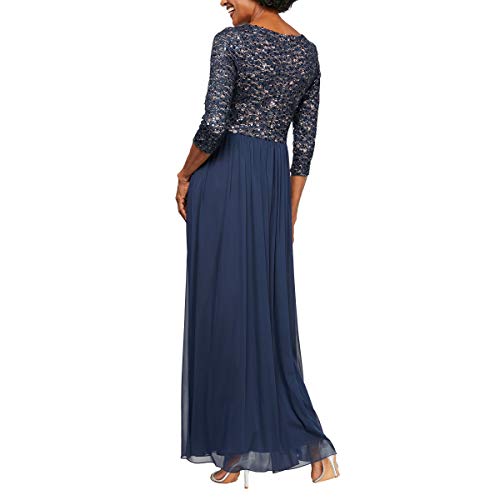 Image of Alex Evenings Womens Long Lace Top Empire Waist Dress