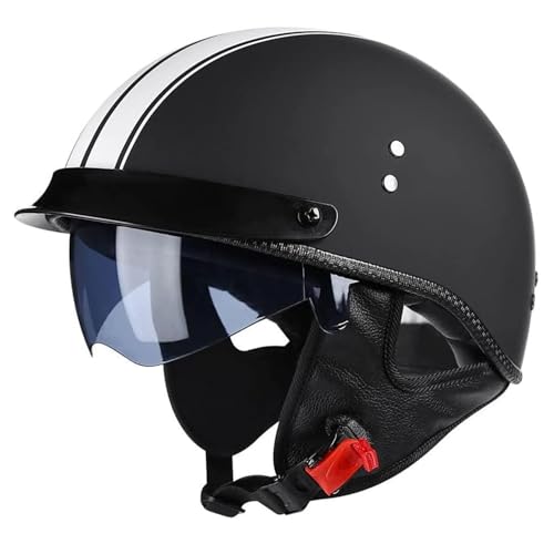 Cascos Jet Retro Casco Moto Vintage Casco Aleman Motocicleta DOTECE Homologado Casco Moto Abierto para Mujer Hombre Adultos Crucero Chopper Ciclomoter 3,M(57~58CM)