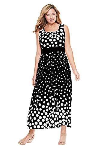 Woman Within Women's Plus Size Empire-Waist Print Maxi Dress - 30/32, Black Ombre Dot Multicolored #TOP25