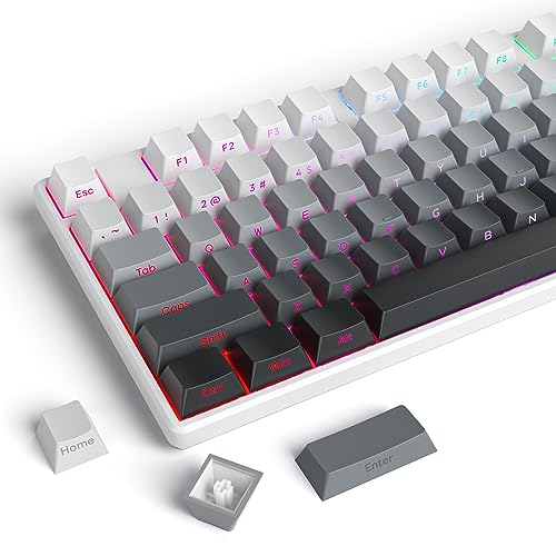 Image of Guffercty kred Gradient PBT Key caps for Mechanical Keyboards, 135-keys Custom Minimalist Side Printed Double Shot Keycaps Cherry Profile for Gaming Keyboard (Polar)