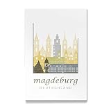 artboxONE Galerie-Print 150x100 cm Magdeburg Skyline Desert hochwertiges Acrylglas auf Alu-Dibond von GREENGREENDREAMS