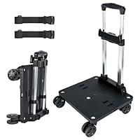 Amythe Faltbarer Trolley für Rucksack, 5 Räder Trolley mit 2 Gurten, Schultasche-Wagen für Kinder, Handwagen Universell für Schulranzen und Reisegepäck, Schwarz