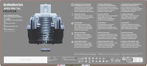 Apex Pro TKL Gen 3 White con Switch OmniPoint 3.0 - Attuazione regolabile - Rapid Trigger - Preset di gioco - Protection Mode - Rapid Tap/SOCD - OLED - RGB - Copritasti in PBT -UK QWERTY - Tastiera gaming - Immagine 12