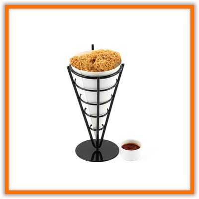 CGOLDENWALL Pommes Frites Halter Snackkorb Mini Friteskorb für Pommes Frites, Kartoffelchips, Fisch, Huhn, Vorspeisen (schwarz, 10)