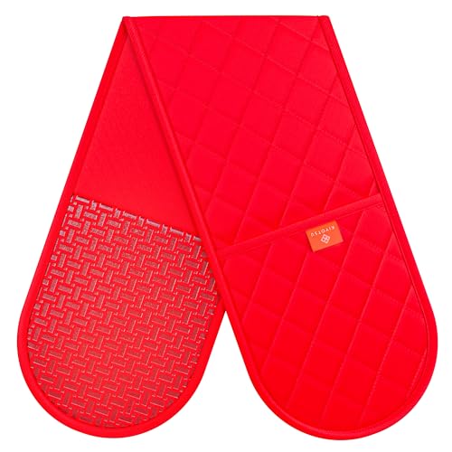 Red Oven Gloves Double Protection by Kiyotsu: Sophisticated Heat Defense in Bold, Vibrant Red