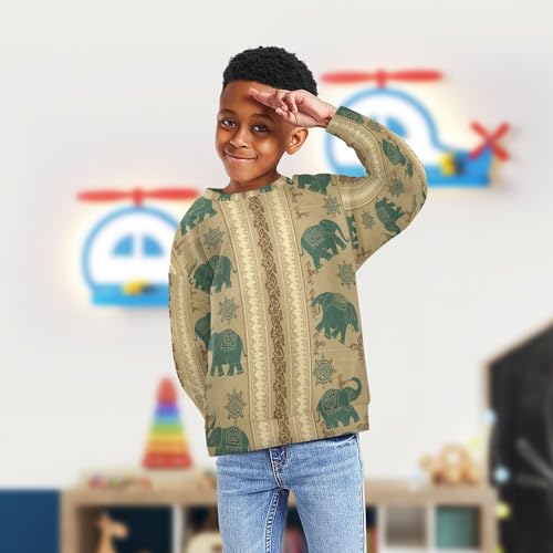 Wudan Indian Elephant Big Boys Hoodie Sweatshirt Fleece Boys Sweat Shirt4