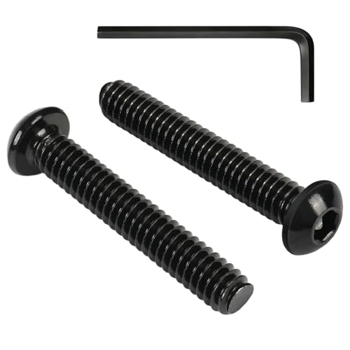 Image of VGBUY 28Pcs 1 /4-20 x 2 Button Head Socket Cap Bolts Screws,304 Stainless Steel 18-8,Black Zinc Plating,Fully Threaded,with Spanner Allen Hex Drive, for Furniture,Water Pump,Light Fixture(VG10310)