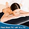 Massage Table Cover, Silky Massage Table Sheets(36 W x 77 L x 7 D), Reusable Spa Bed Sheets Salon Table Protective Cover, Satin & Wrinkle-Resistant, Machine Washable, Black