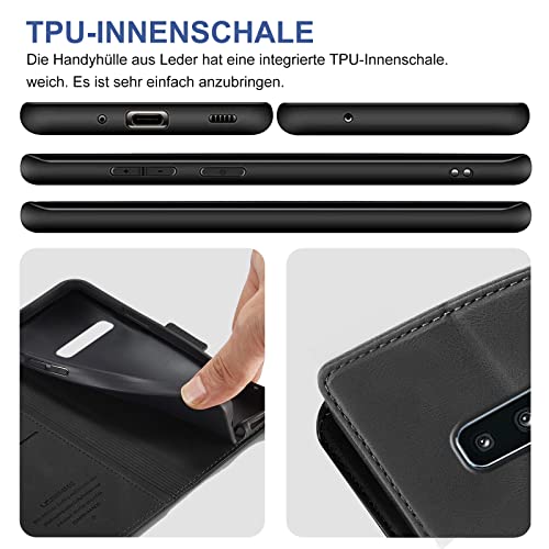 für Samsung Galaxy S10 Hülle mit Schutzfolie, Handyhülle Galaxy S10 Standfunktion Kartenfach Wallet Premium Leder Schutzhülle S10 Flip Case… – Ansicht 6
