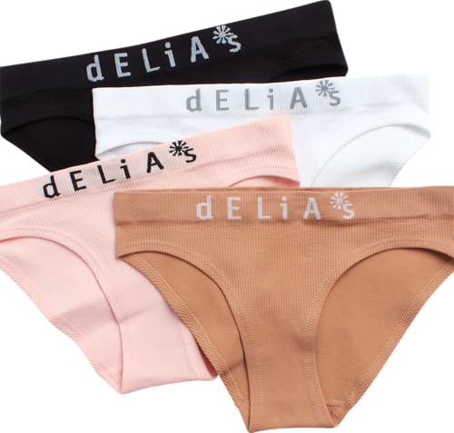 dELiA*s Girls Bikini Underwear - 4 Pack Breathable Soft Seamless Underwear Ribbed Panties for Girls (Sizes 7-16)3