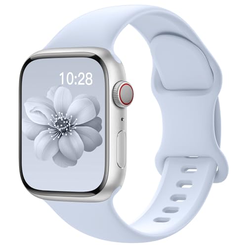 Image of Sport Silicone Band Compatible with Apple Watch Bands 40mm 38mm 41mm 44mm 45mm 42mm 49mm Women Men,Soft Wristband Waterproof Replacement Sport Strap for iWatch Bands Series 9 8 7 6 5 4 3 2 1 SE Ultra