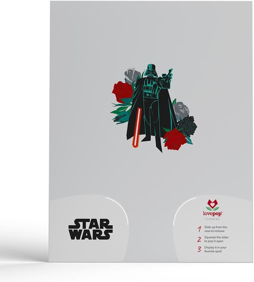 Lovepop Everyday Pop-Up Star Wars Paper Flower Bouquet for Her and Him - Darth Vader Bouquet for Boys, Girls, Men, Women - Darth Side - 10.25" Bouquet - Blank Note Card & Envelope Included