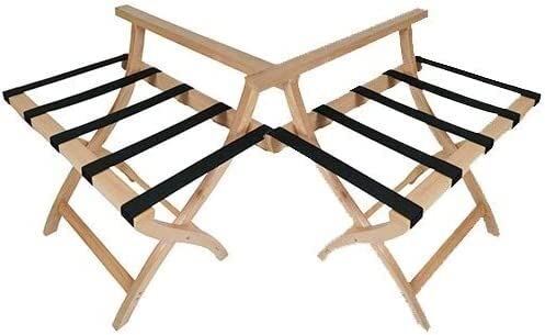 Porte-bagages pliable en bois massif lot de 2 supports de valise pour chambre d'hôtel 60x43x67 cm