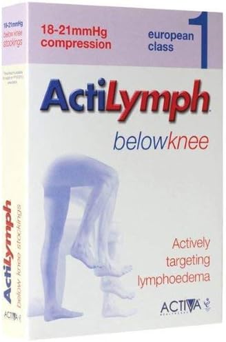 ActilymphClass 1 Below Knee Closed Toe Compression Stockings 18-21 mmHg (Black, Medium)