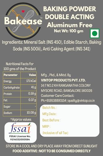 Bakease Aluminium Free Baking Powder - 100Gm