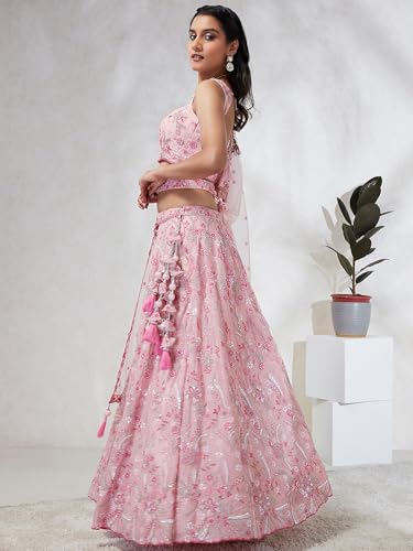 Lehenga 13360 en georgette avec ceinture brodée et paillettes chic - 4