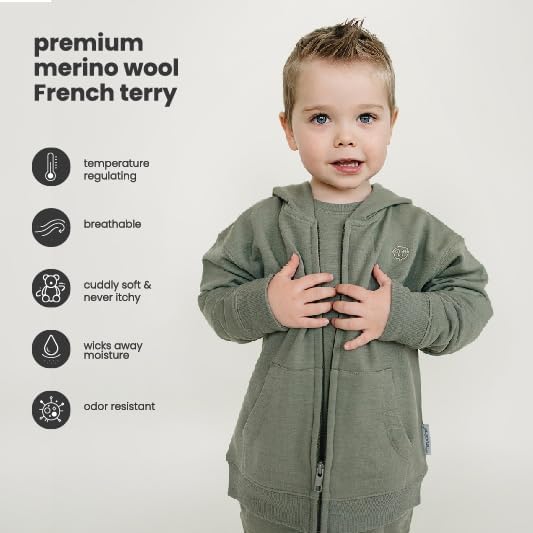 Woolino Merino Wool Kids Hoodie with Pockets - Ultra-Soft Zip-Up Hoodie for Boys & Girls - Breathable &Temperature Regulating - Image 2