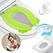 Supermore Upgrade Folding Portable Travel Potty Seat Silicone Pads Home Reusable Toilet Potty Training Seat Covers Liners for Babies, Toddlers and Kids - Gloves Towel Hook Included (Green)