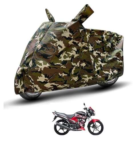 Image of Auto Hub Waterproof Bike Cover Compatible with Yamaha SS 125 Dustproof, UV Protection Two Wheeler Bike SS 125 Cover - Army Print