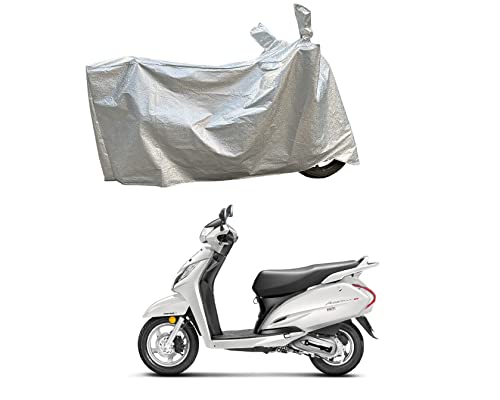 Image of Dust & Waterproof Bike Scooty Body Cover Compatible with Activa 125 6G, Double Mirror Pocket with Over Lock Protection Shine Silver
