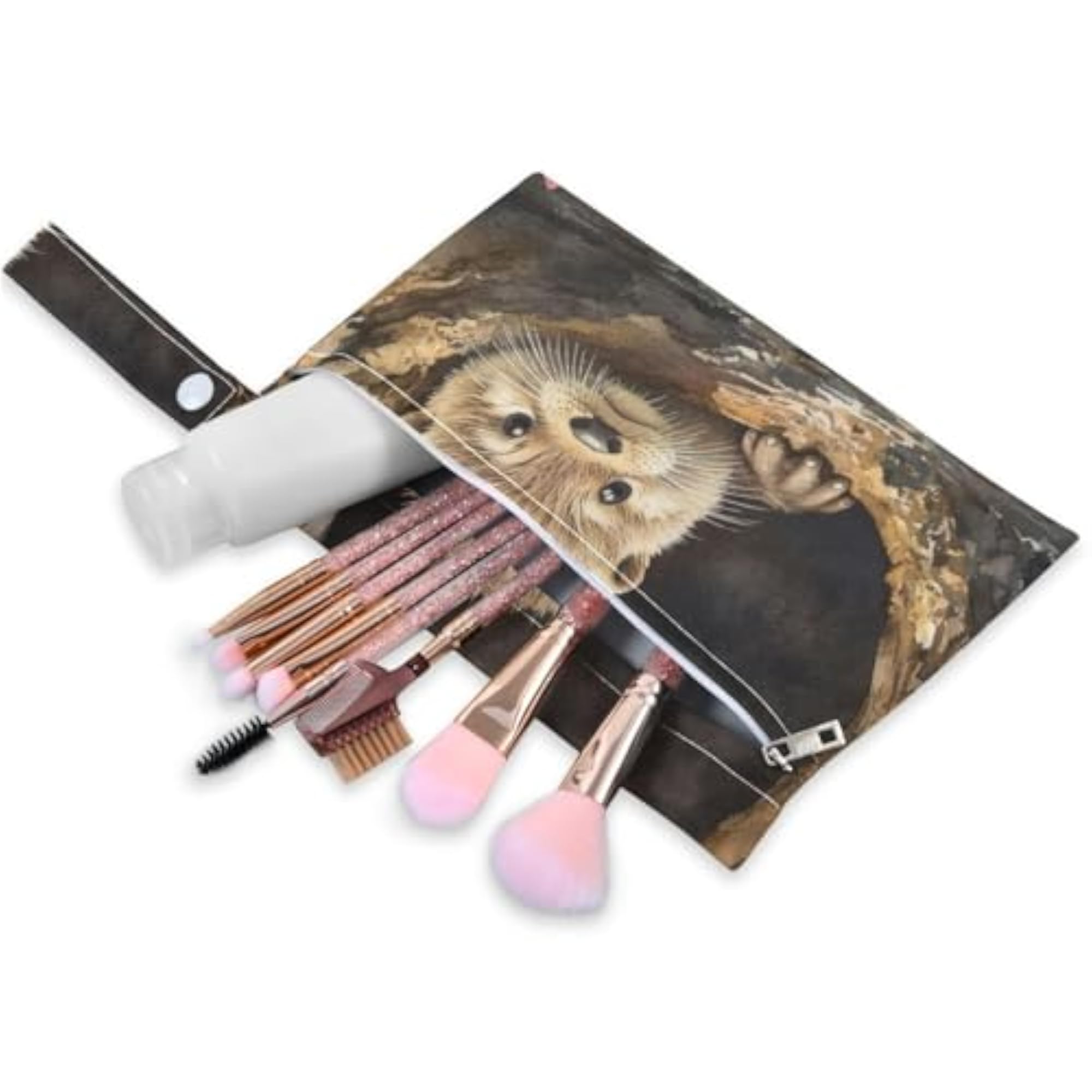 Watercolor Brown Otter Wet Dry Bag for Baby Cloth Diapers