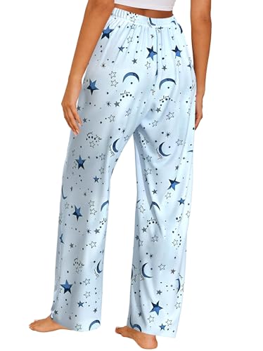 Plus Size Women Pajama Pants Soft Long Sleep Lounge Pants Drawstring Star Floral Printed with Pocket L-5XL4
