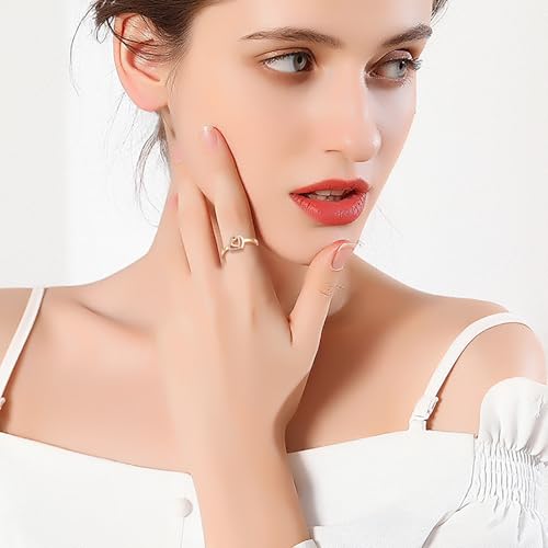 18K Gold Rings for Women Non Tarnish Gold Ring 925 Sterling Silver Love Heart Promise Ring for Women Ladies Anniversary Jewelry Gifts for Her2
