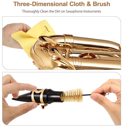 image for e-Times Saxophone Cleaning Cloth Kit, for Alto Tenor Soprano Sax and O