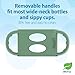 Dr. Brown's Milestones Wide-Neck Sippy Spout Bottle with 100% Silicone Handles, Easy-Grip Handles with Soft Sippy Spout, 9oz/270mL, Green & Gray, 2-Pack, 6m+