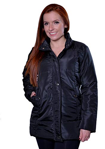 Sobretudo Jaqueta Feminina Com Capuz Removível Frio Inverno (Preto, P)