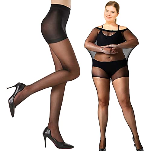 Sibba Damen Stretch Strumpfhose 20DEN Schwarz Halterlose Strümpfe ohne Muster Transparent Schlanke Lange Röhre Spitzensocken Rreißfest und Glänzend Strumpfwaren Rücken für Frauen Nahtstrümpfe 60-120kg Cover