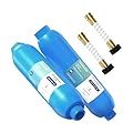 RV Inline Water Filter with 2 Flexible Hose Protector,Camper Water Filter with 20 Microns Reduce Chlorine, Bad Taste, Odor, Garden Filter for RV, Garden,Marine, Boats, Trailer, 2pack, by Cobectal