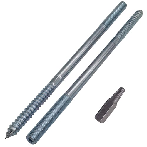 SKIR'CO (10 pcs) Hanger Bolts M10 x 200 mm, Double Ended Thread Dowel Screws, Double Headed Bolts
