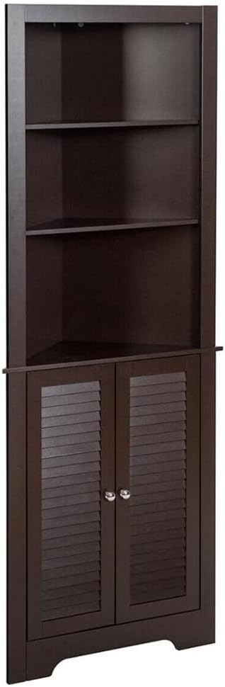 Bathroom Corner Storage Freestanding Tall Bathroom Cabinet Adjustable with 3 Shelves (D As Shown)