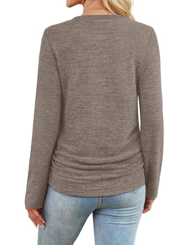 SAMPEEL Womens Sweaters Long Sleeve Shirts Fall Fashion 2025 Trendy Tops Ruched Outfits Winter Clothing4