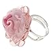 Venice Murano Glass Rose Flower Ring - 1 Inch Adjustable Size in Rose Pink - Blown Murano Glass Ring for Women - Handmade in Italy
