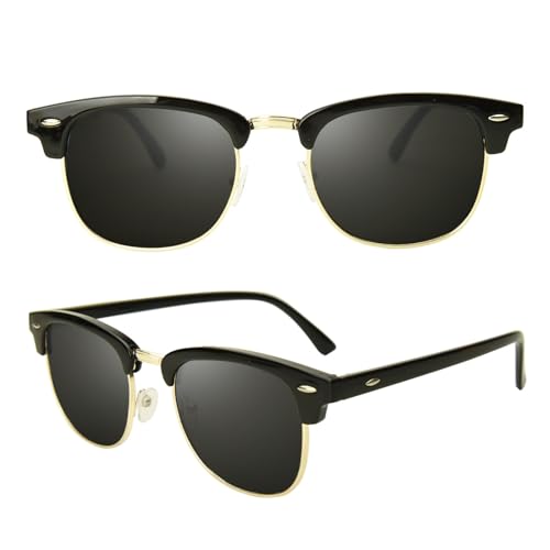 Polarized Sunglasses for Women Men Vintage Semi-Rimless Frame UV400 Driving Fishing Sun Glasses ST0032