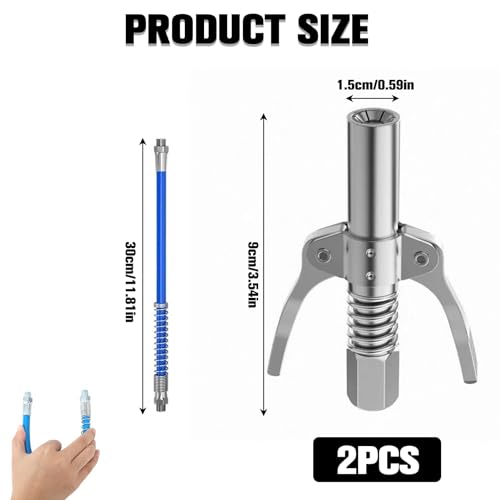 Ownkim High Pressure Grease Gun Coupler with Quick Release Lock-On, Grease Fitting Coupler, 11.8" Hose, 1/8" NPT Fitting - Image 2