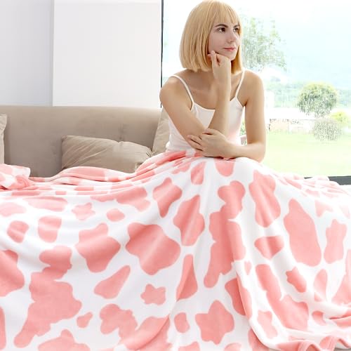 Image of Pink Fleece Blankets Twin Size, Extra Large Decorative Pink Throw Blanket for Bed Couch, All-Season Graduations Home Decor Gifts for Women Girls, 60x80 Inches