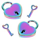 4Pcs Small Heart Shaped Locks with Key Mini Metal Heart Padlock Colorful Personalized Love Padlock Diary Lock and Key Set Heart Lock Mini Lock for Diary Book Travel Suitcase Luggage Box Case Key Keye