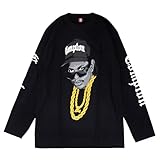 [Jack'n da Box] ラップ Tシャツ アーティストT 長袖 ロンT TDM1813 FTPユニセックス フルカラー 両面プリント 大きいサイズ ブラック 黒T ダンス 衣装 (JP, アルファベット, L, ブラック) [並行輸入品]