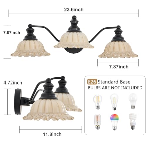 Image of XIEDUN Black Bathroom Vanity Light 3 Light