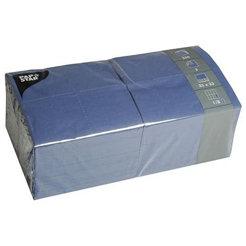 Papstar 84576 250 Servietten, 3-lagig 1/8-Falz 33 cm x 33 cm, dunkelblau Cover