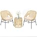 Outsunny Rattan Bistroset 3 teiliges Gartenmöbel-Set mit 2 Stühlen, Glastisch und waschbaren Kissen Ergonomische Sitzgruppe Balkonmöbel Garnitur für Terrasse, Garten, Beige