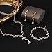 Hapibuy Crystal Necklace Earrings Bracelet Bridal Wedding Jewelry Set Rhinestone Choker Necklace For Women Bride Bridesmaid Party Accessory Rose Gold Silver